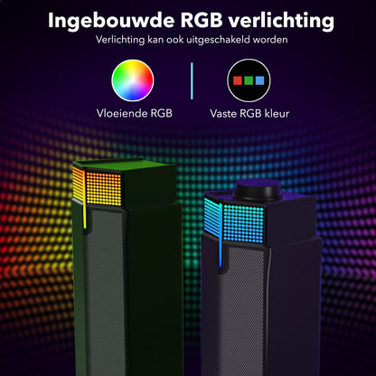 Gadgetplace 2 in 1 Soundbar PC speakers met Bluetooth 5.3: Met RGB verlichting