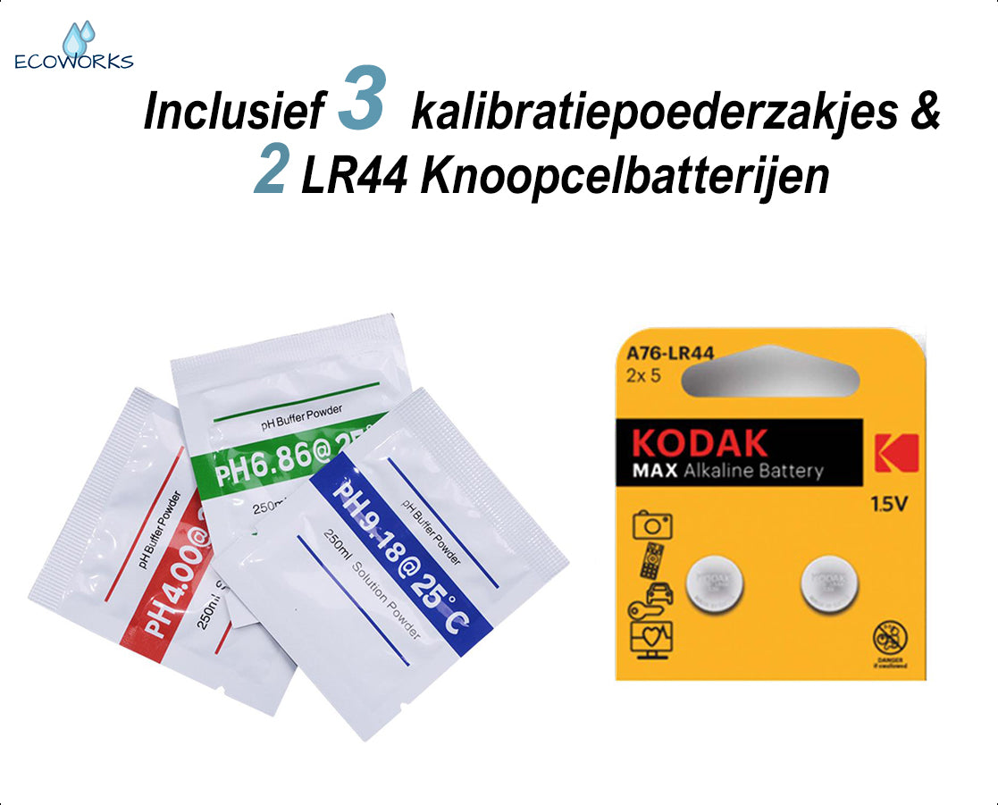 Ecoworks Digitale PH meter incl. kalibratie: Voor Zwembad/Aquarium/Grond Onderhoud