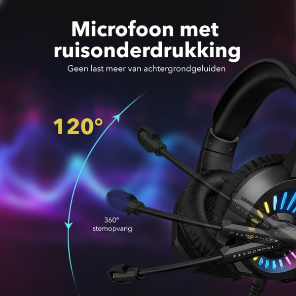 Gadgetplace Gaming Headset met Microfoon: Inclusief Houder, LED, RGB, Bedraad - De Gatgetwinkel