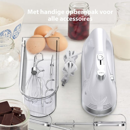 Cuisimax Handmixer 400W: 5 Standen, Turbo, met Klopgardes & Kneedhaken - De Gatgetwinkel