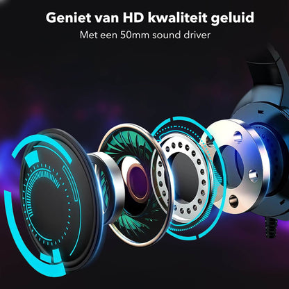 Gadgetplace Gaming Headset met Microfoon: Inclusief Houder, LED, RGB, Bedraad - De Gatgetwinkel