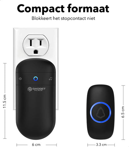 Draadloze Deurbel Set met 2 Ontvangers - 52 Melodieën - Tot 110dB en 300 meter bereik - Batterij Inbegrepen - Plug & Play