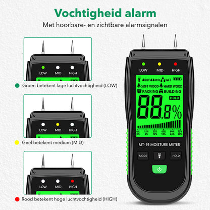 Professionele Vochtmeter: Inclusief Batterijen - Voor Diverse Materialen - De Gatgetwinkel