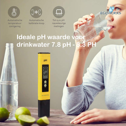 Ecoworks Digitale PH meter incl. kalibratie: Voor Zwembad/Aquarium/Grond Onderhoud