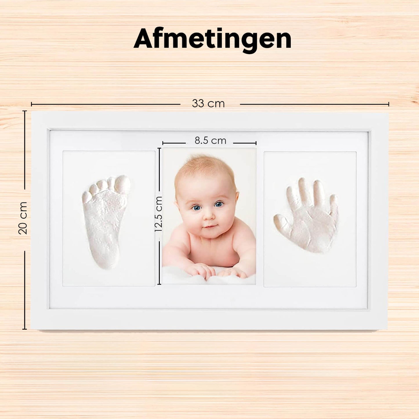 Premium Baby Fotolijst met Gipsafdruk Voet en Hand: Kraamcadeau - 33 x 20 cm - De Gatgetwinkel