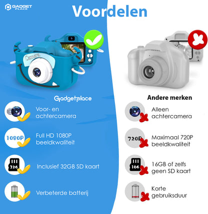 Gadgetplace Digitale Kindercamera met 32GB Geheugenkaart: Foto en Videofunctie