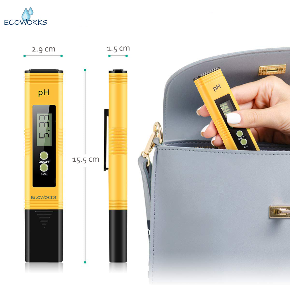 Ecoworks Digitale PH meter incl. kalibratie: Voor Zwembad/Aquarium/Grond Onderhoud