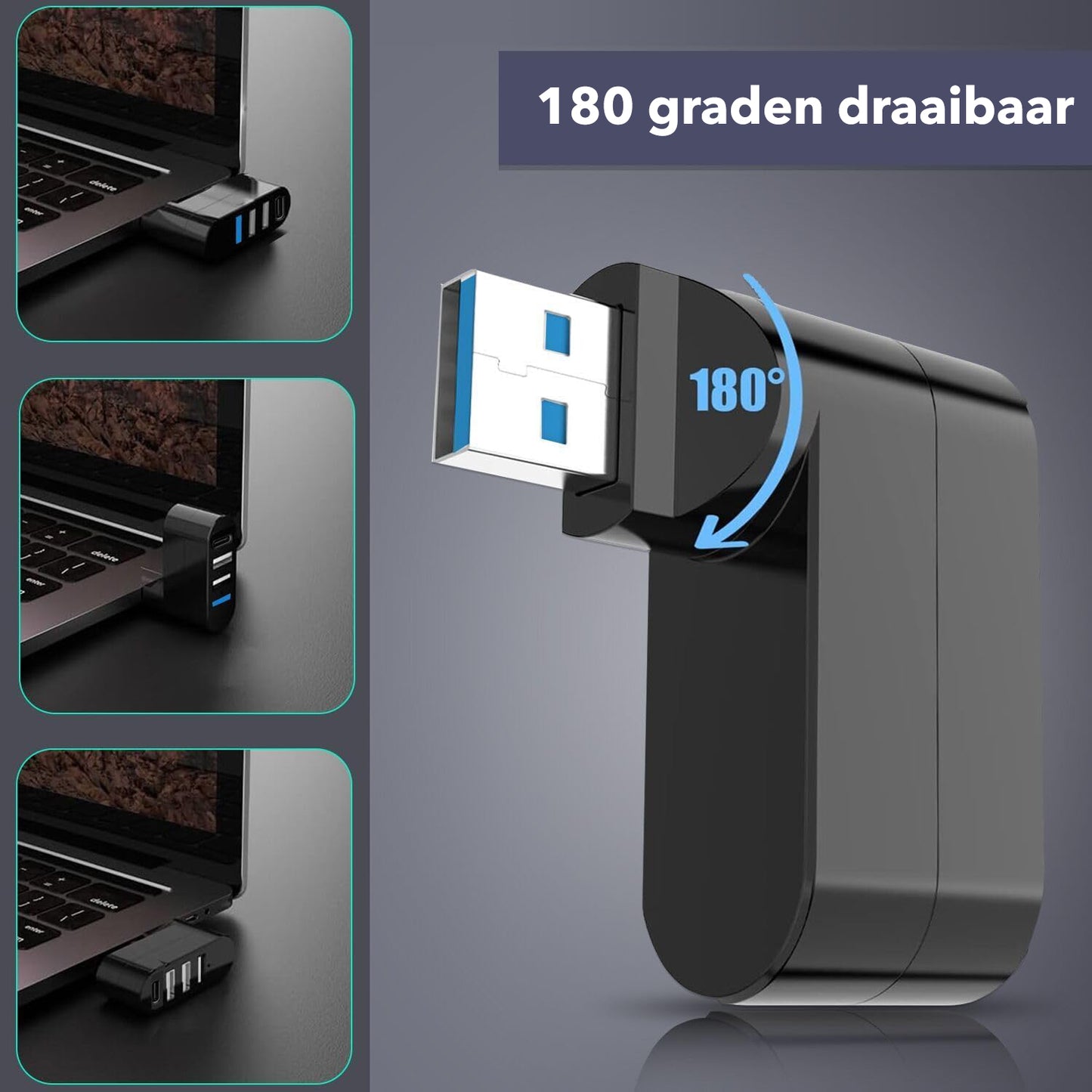 Gadgetplace USB 3.0 Hub Splitter met 4 poorten: 5GBps Transmissie snelheid