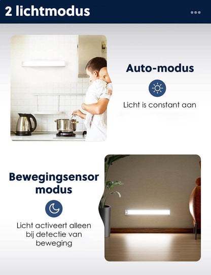 LED Kastverlichting met Bewegingssensor - Draadloos - 30 cm - (2 PACK) - De Gatgetwinkel