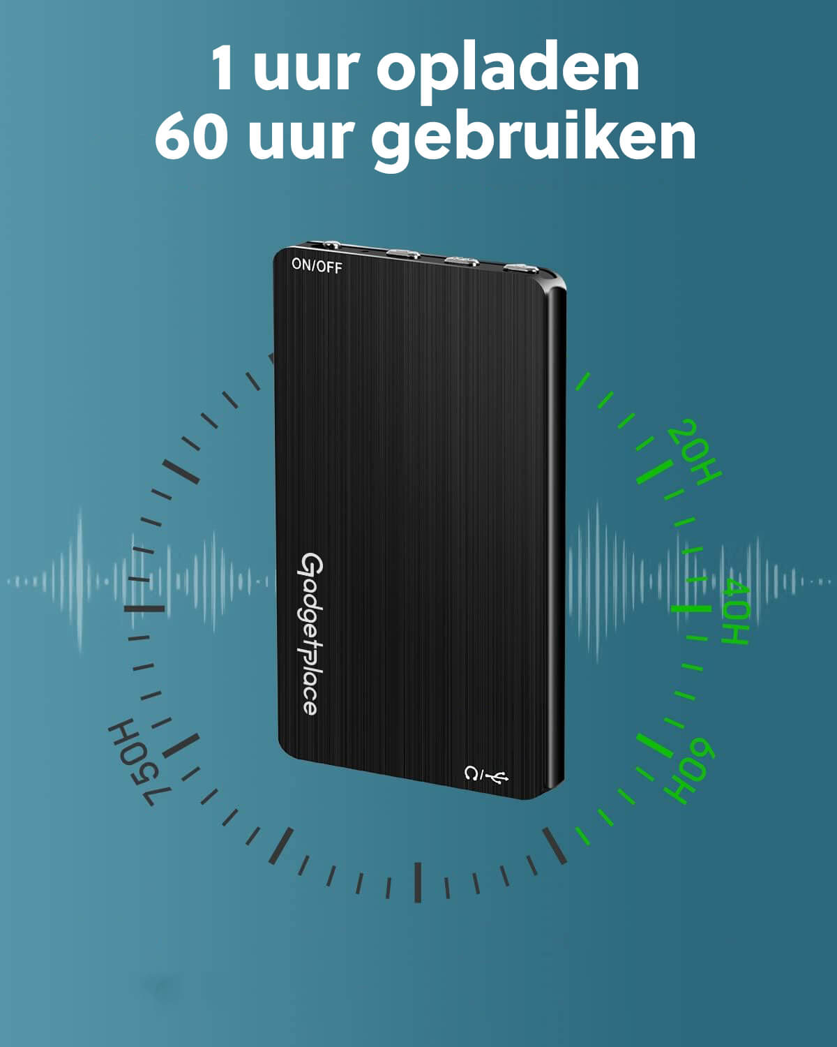 Gadgetplace Mini Afluisterapparaat: 80 uur Opname, Spy Recorder - De Gatgetwinkel