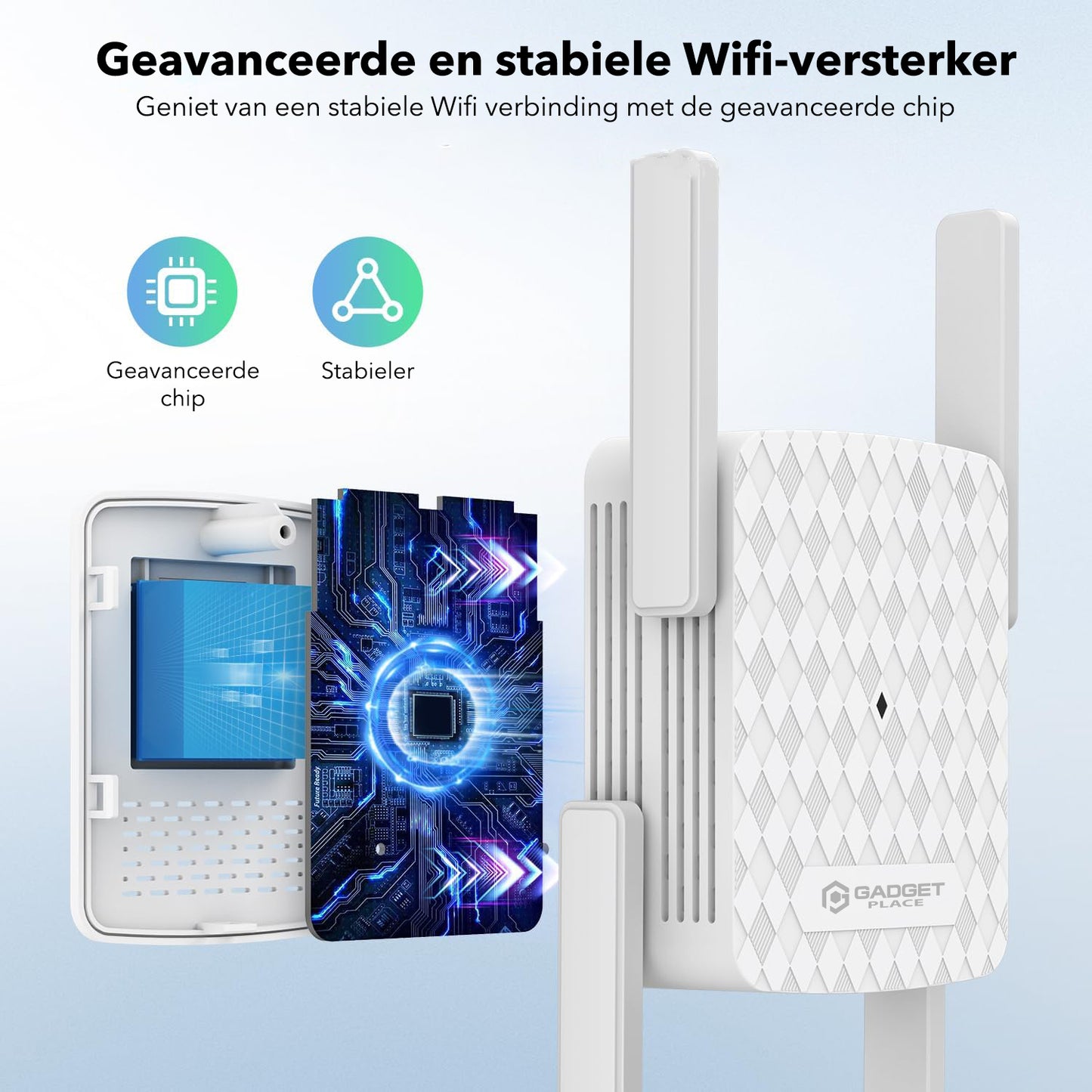 WiFi Versterker Stopcontact met Extra Groot Bereik: 1200Mbps - WPS Knop