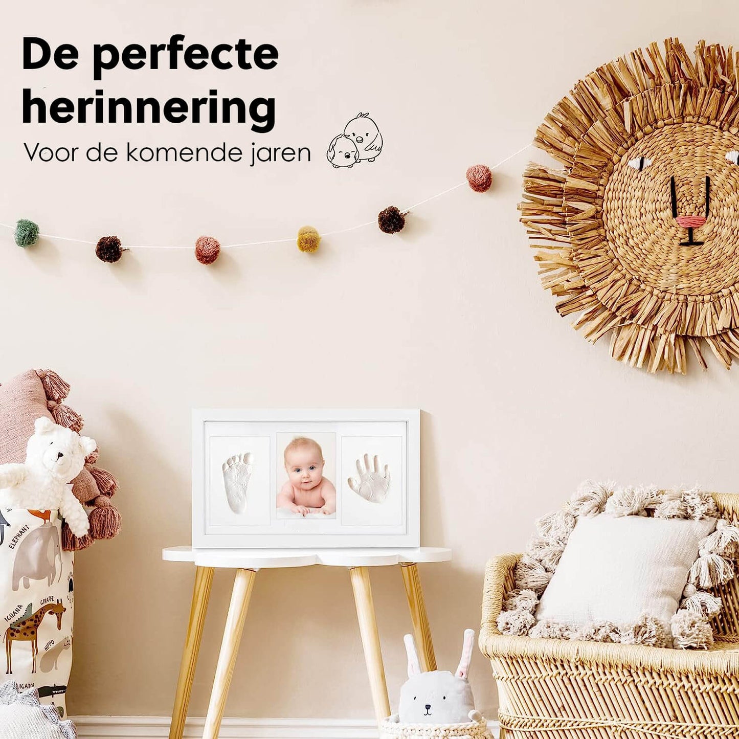 Premium Baby Fotolijst met Gipsafdruk Voet en Hand: Kraamcadeau - 33 x 20 cm - De Gatgetwinkel