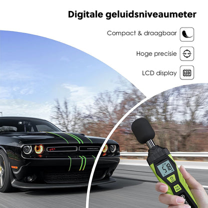 Gadgetplace Professionele Decibelmeter met Beschermhoes: Batterijen inbegrepen - 30 dB tot 130 dB