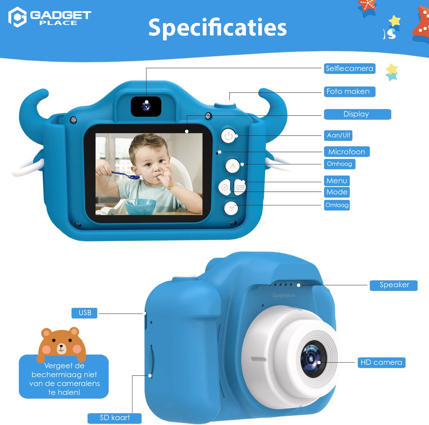 Gadgetplace Digitale Kindercamera met 32GB Geheugenkaart: Foto en Videofunctie