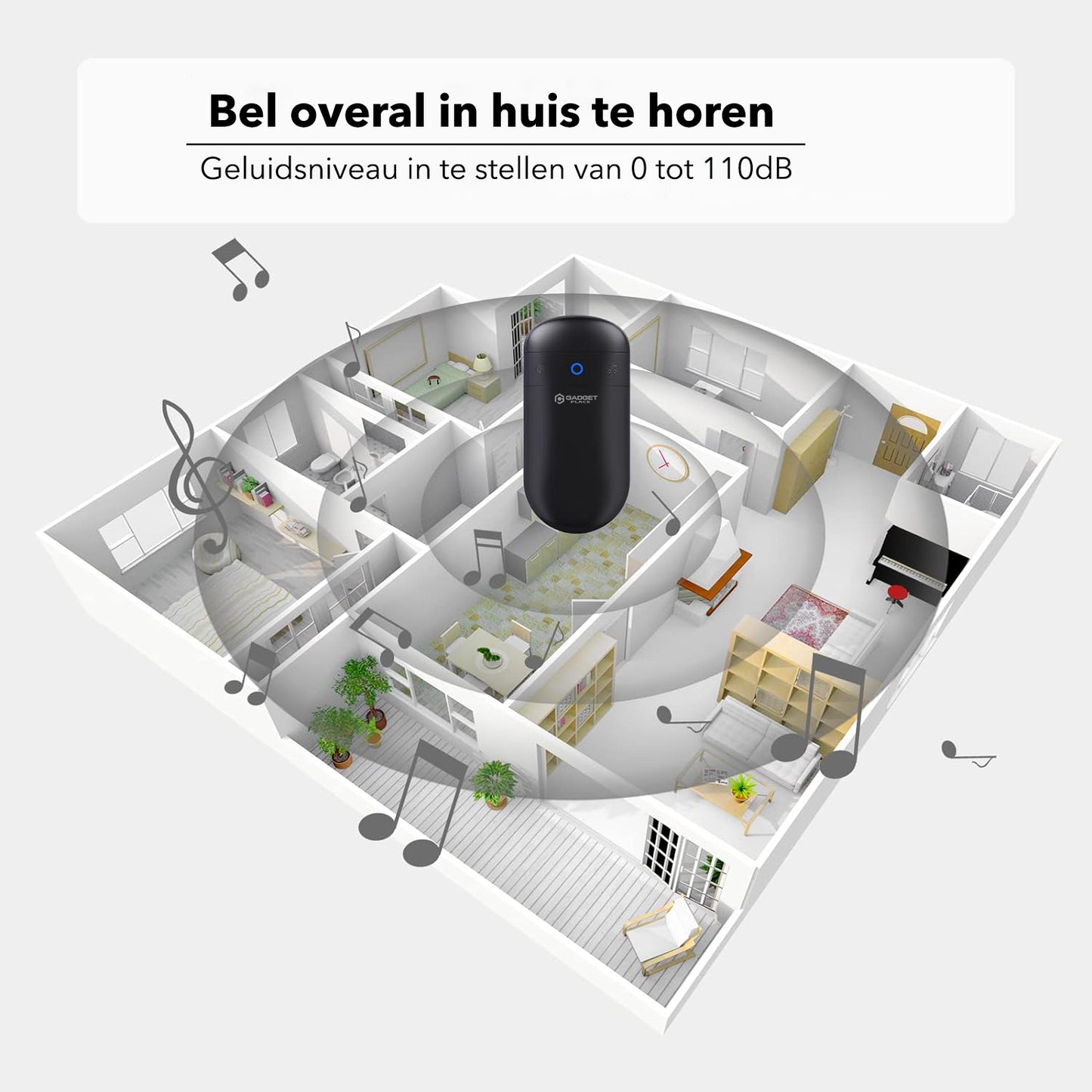 Draadloze Deurbel Set met 2 Ontvangers - 52 Melodieën - Tot 110dB en 300 meter bereik - Batterij Inbegrepen - Plug & Play