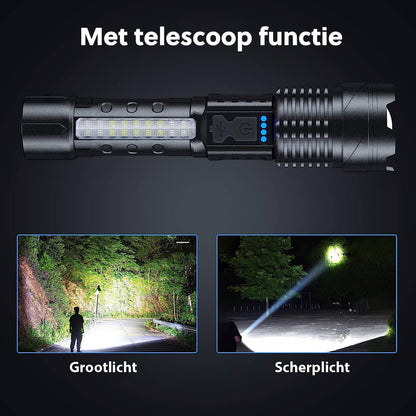 Oplaadbare LED Zaklamp: Militair Ontwerp - 7 Lichtstanden - USB-C - 2200 lumen - De Gatgetwinkel