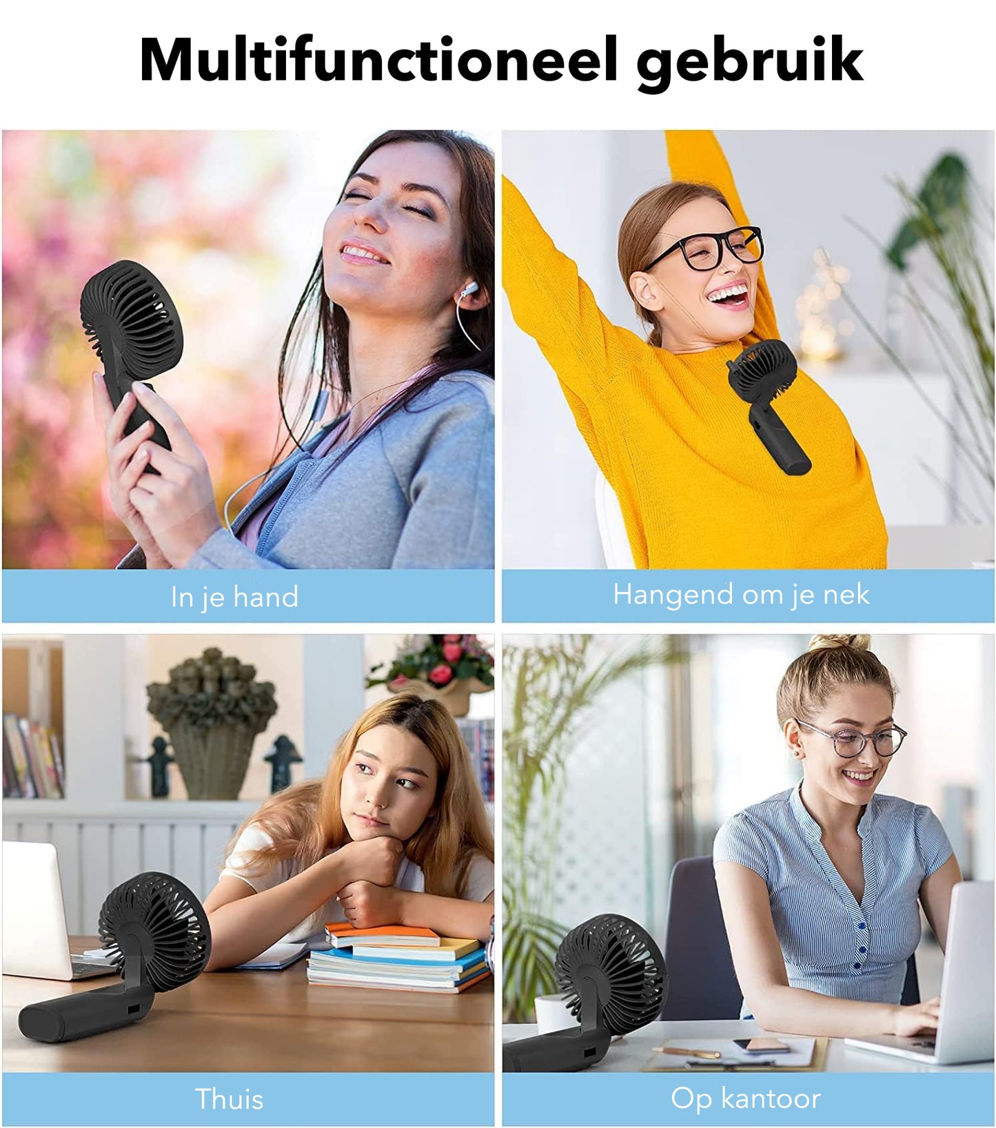 Gadgetplace Handventilator met 6 Windstanden: Met Powerbank functie