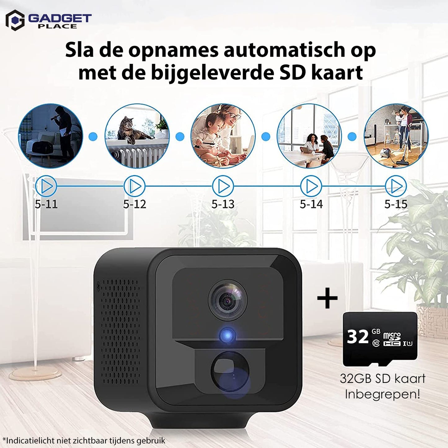 Gadgetplace Spy Camera Pro 1080P Full HD incl. 32GB SD kaart: Nightvision - Voor Binnen en Buiten