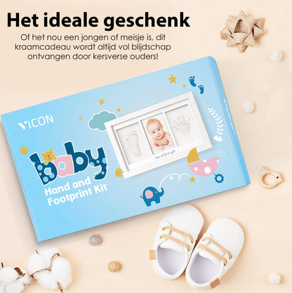 Premium Baby Fotolijst met Gipsafdruk Voet en Hand: Kraamcadeau - 33 x 20 cm - De Gatgetwinkel