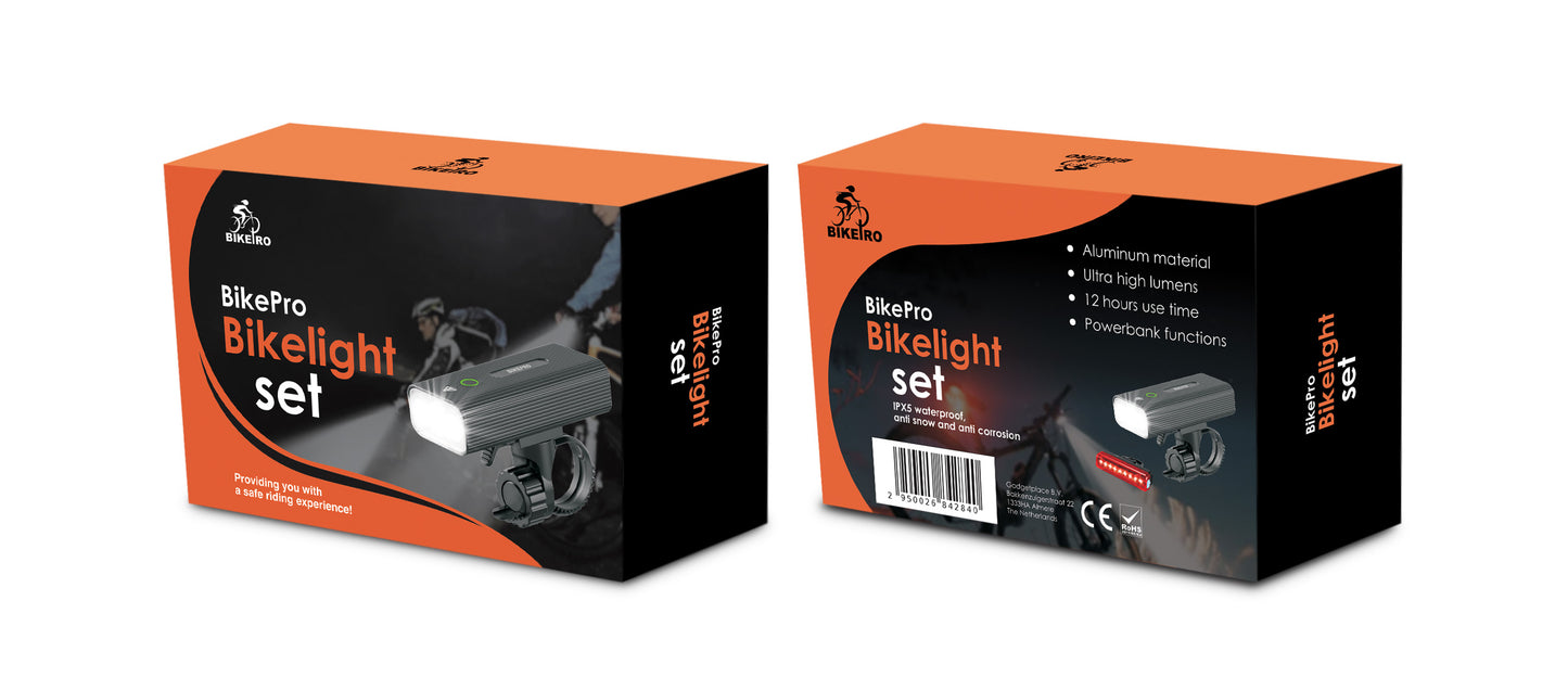 BikePro LED Bicycle Light Set: USB Rechargeable Front and Rear Light