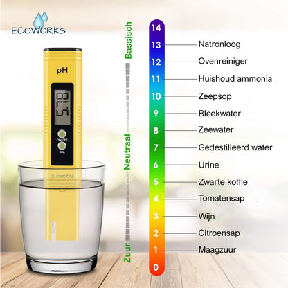 Ecoworks Digitale PH meter incl. kalibratie: Voor Zwembad/Aquarium/Grond Onderhoud