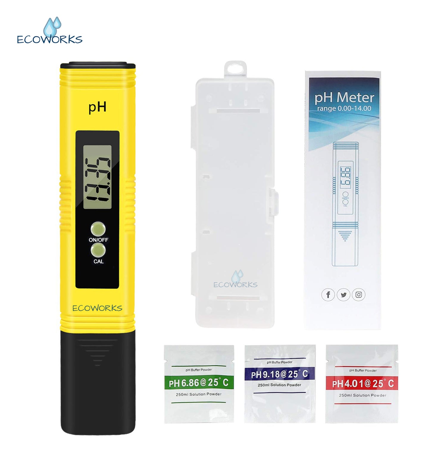 Ecoworks Digitale PH meter incl. kalibratie: Voor Zwembad/Aquarium/Grond Onderhoud